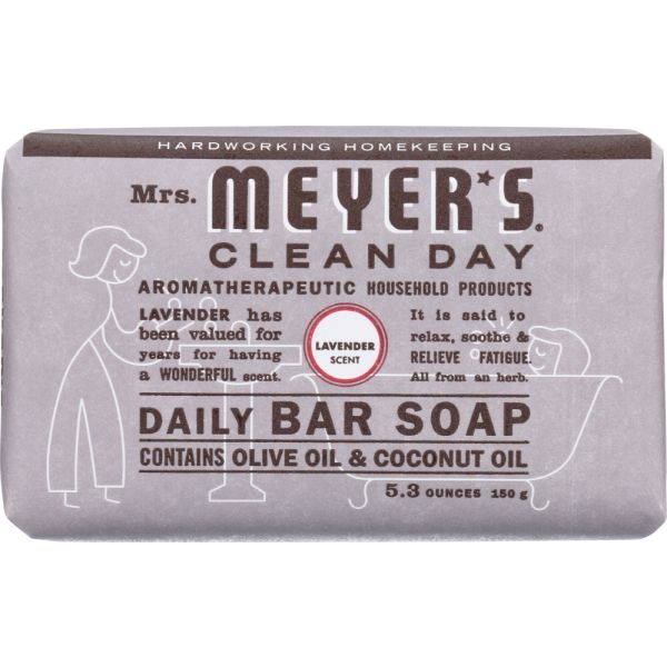 MRS MEYERS CLEAN DAY: Daily Bar Soap Lavender Scent, 5.3 oz