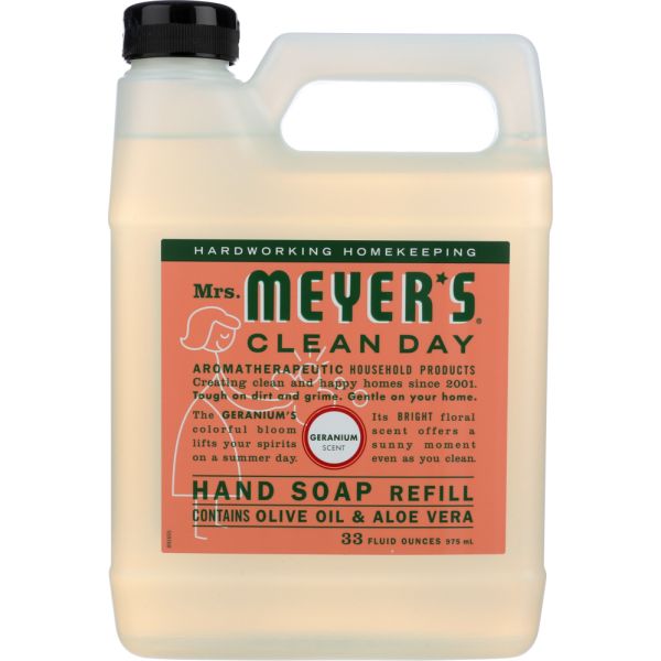 MRS. MEYER'S CLEAN DAY: Liquid Hand Soap Refill Geranium Scent, 33 oz