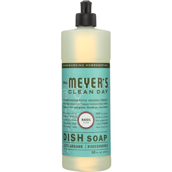 MRS MEYERS: Basil Dish Soap, 16 oz