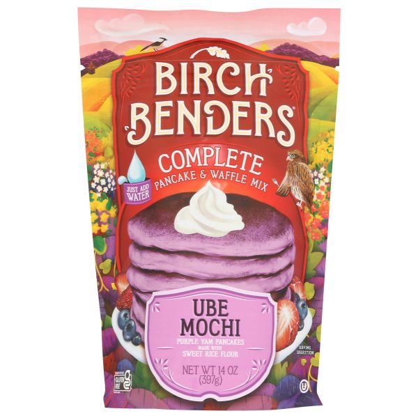 BIRCH BENDERS: Ube Mochi Pancake and Waffle Mix, 14 oz