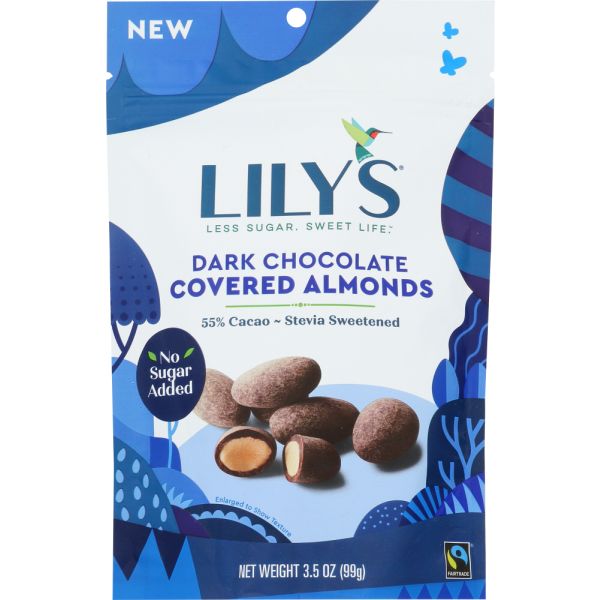 LILYS SWEETS: Dark Chocolate Covered Almonds, 3.5 oz