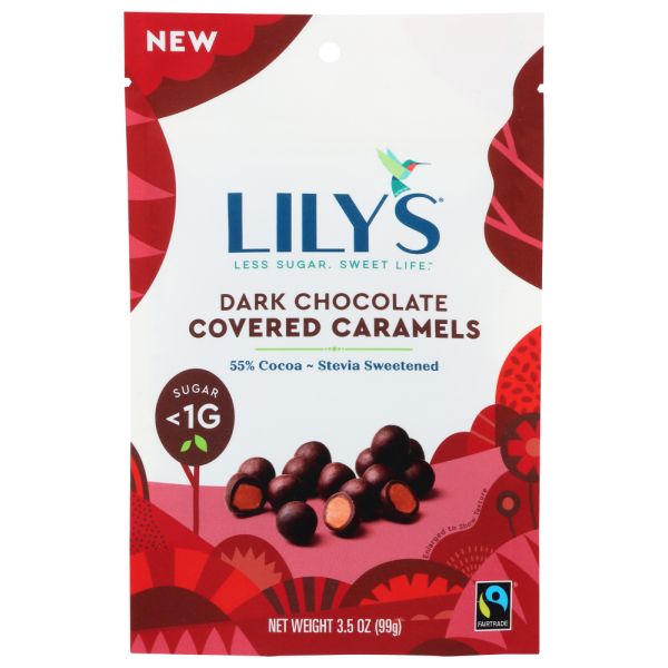 LILYS SWEETS: Caramels Dark Chocolate, 3.5 OZ