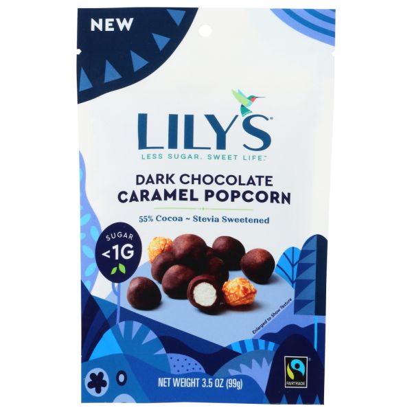 LILYS SWEETS: Popcorn Dark Chocolate Caramel, 3.5 OZ