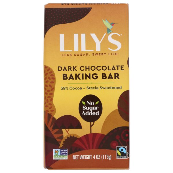 LILYS SWEETS: Bar Baking Vertical Dark Chocolate, 4 OZ