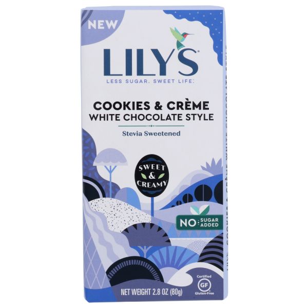 LILYS SWEETS: Bar Chocolate White Cookies & Cream, 2.8 OZ