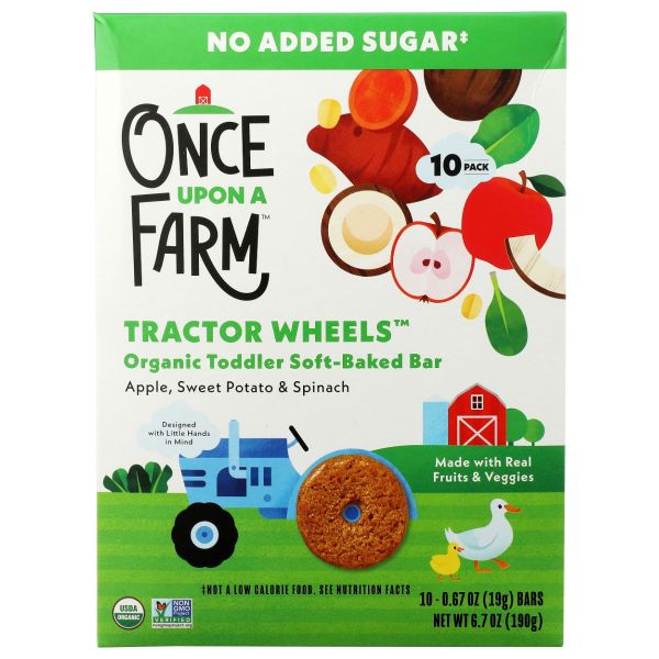 ONCE UPON A FARM: Tractor Wheels Snack Toddler Apple Sweet Potato And Spinach 10 Baked Bars, 6.7 oz