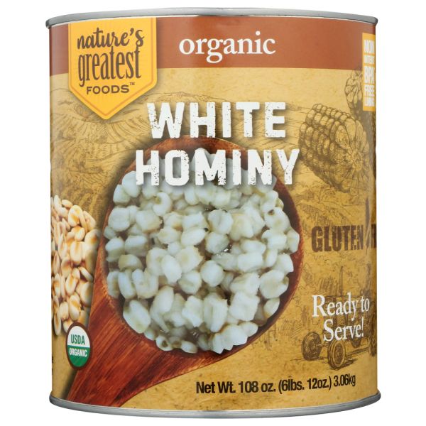 NATURES GREATEST FOODS: Hominy, 108 OZ