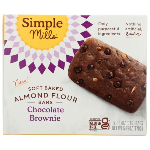 SIMPLE MILLS: Soft Baked Almond Flour Chocolate Brownie, 5.99 oz