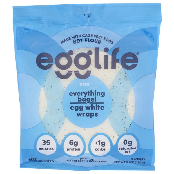 EGGLIFE: Wrap Egg White Evry Bagel, 6 ea