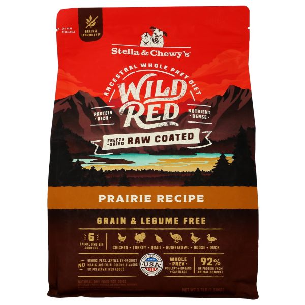 STELLA AND CHEWYS: Wild Red Raw Coated Grain and Legume Free Prairie Recipe for Dogs, 3.5 lb