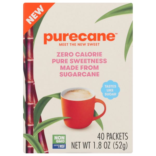 PURECANE: Zero Calorie Sweetener 40 Count Packets, 1.8 oz