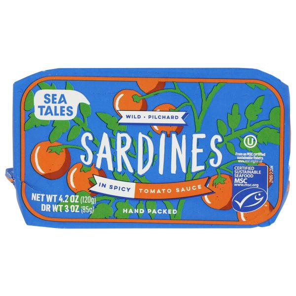 SEA TALES: Sardines Spcy Tomato Sc, 4.2 oz