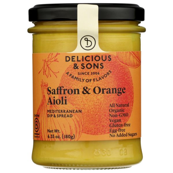 DELICIOUS AND SONS: Garlic Aioli With Saffron And Orange, 6.35 oz