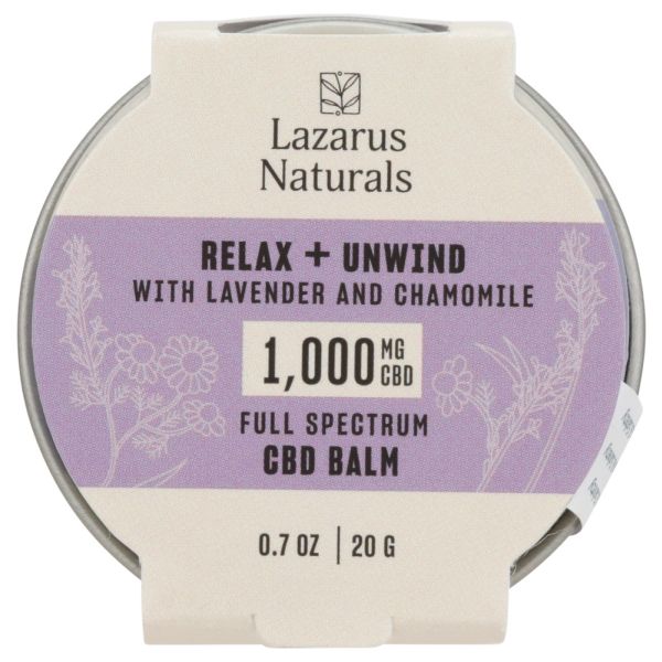 LAZARUS NATURALS: Cbd Relax Unwind Balm 1000Mg, 0.7 oz