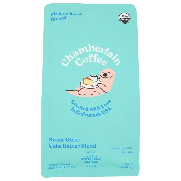 CHAMBERLAIN COFFEE: Sweet Otter Cake Batter Blend Medium Roast Ground Coffee, 12 oz