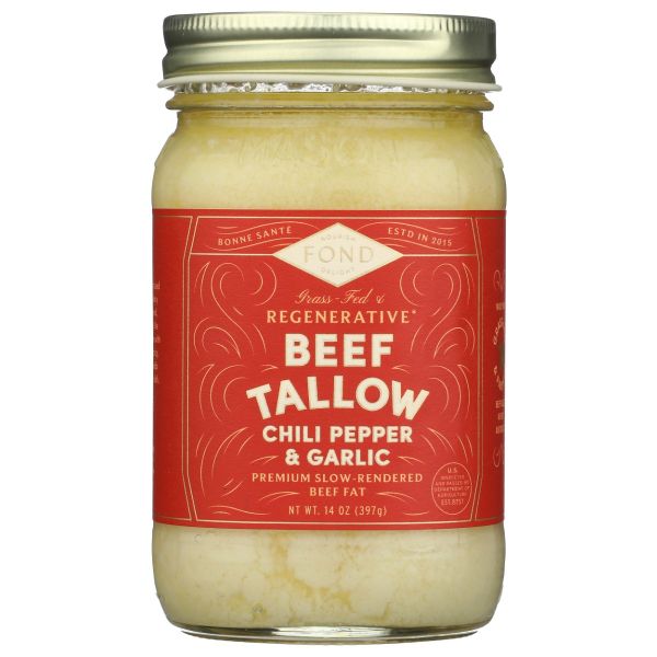 FOND BONE BROTH: Chili Pepper & Garlic Beef Tallow, 14 oz