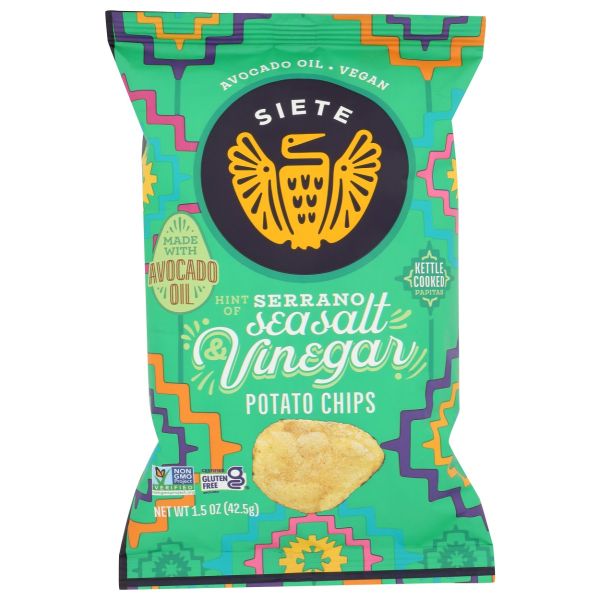 SIETE: Hint of Serrano Sea Salt & Vinegar Potato Chips, 1.5 oz