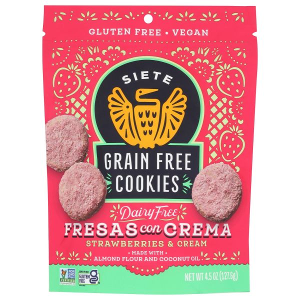 SIETE: Grain Free Fresas Con Crema Cookies, 4.5 oz