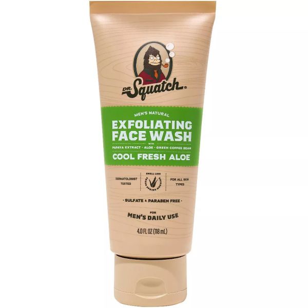 DR SQUATCH: Cool Fresh Aloe Exfoliating Face Wash, 4 oz