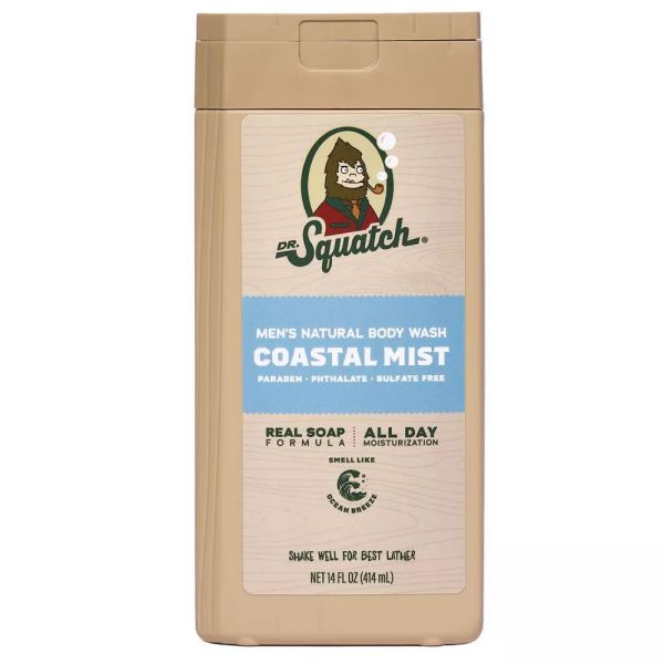 DR SQUATCH: Coastal Mist Men's Natural Body Wash, 14 fo