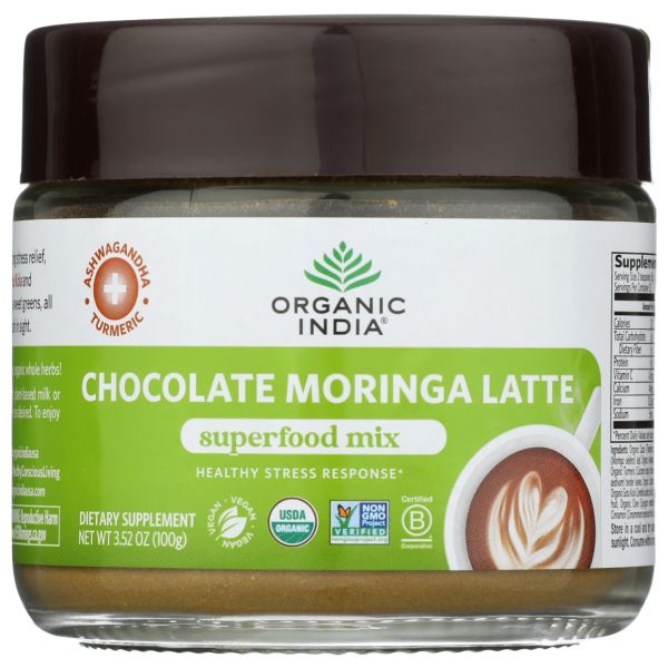 ORGANIC INDIA: Chocolate Moringa Latte, 3.5 oz