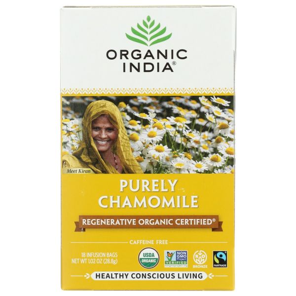 ORGANIC INDIA: Organic Purely Chamomile Tea, 18 bg