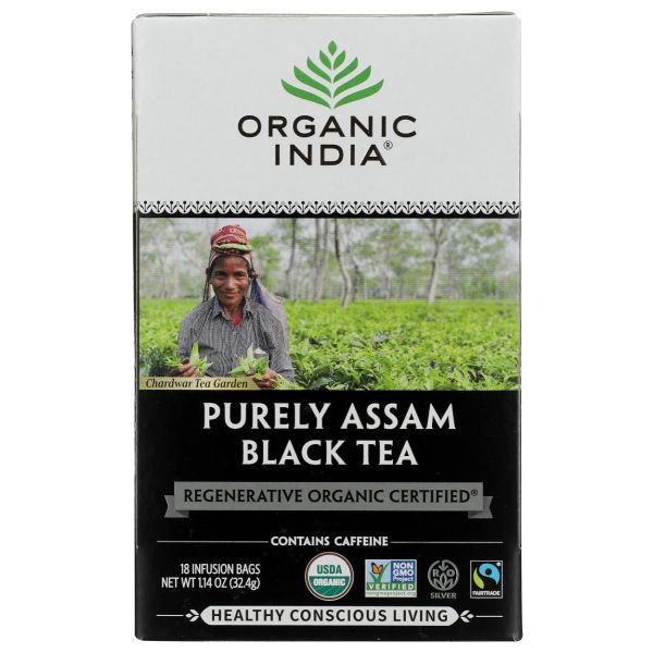 ORGANIC INDIA: Organic Purely Assam Black Tea, 18 bg