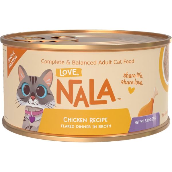 LOVE, NALA: Single Protein Chicken Flaked Recipe Dinner In Broth Adult Cat Food, 2.8 oz