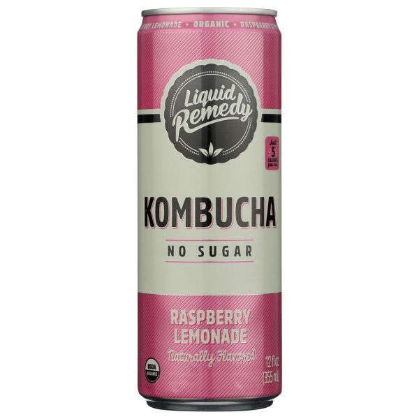 LIQUID REMEDY: Organic Kombucha Raspberry Lemonade, 12 fo