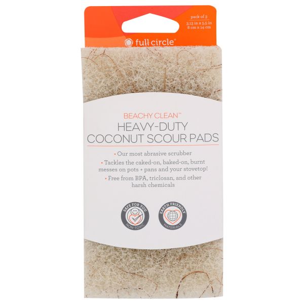 FULL CIRCLE HOME: Heavy Duty Coconut Scour Pads, 3 ea