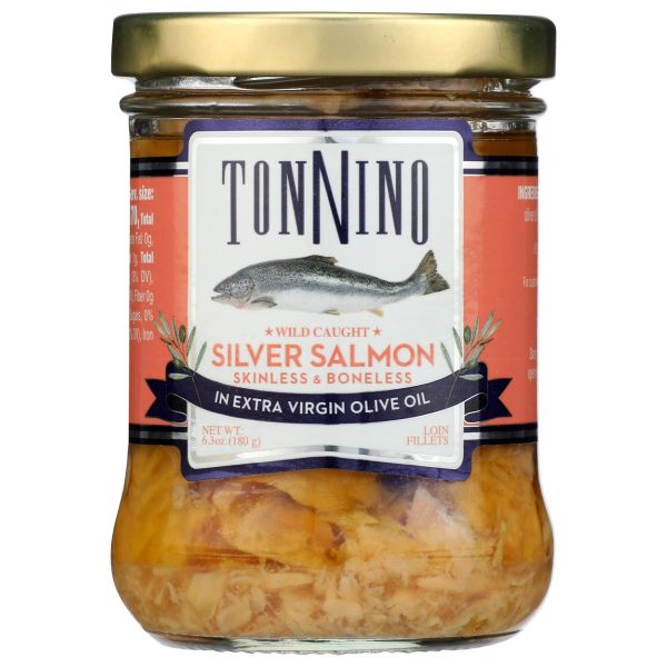 TONNINO: Silver Salmon Fillets in Extra Virgin Olive Oil, 6.03 oz