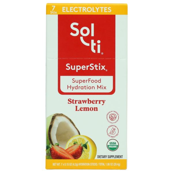 SOL-TI: Electrolyte Plus Hydration Strawberry Lemon SuperStix 7 Pack, 1.06 oz