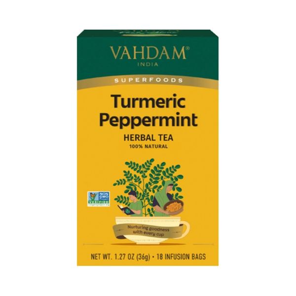 VAHDAM TEAS: Turmeric Peppermint Herbal Tea, 18 ea