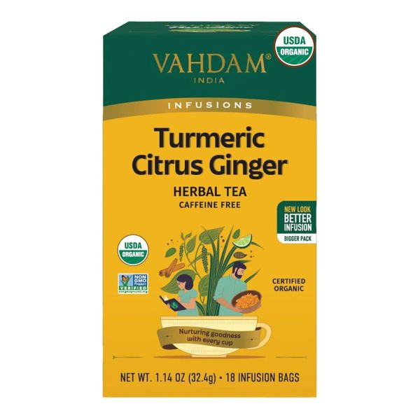 VAHDAM TEAS: Organic Turmeric Citrus Ginger Herbal Tea, 1.14 oz
