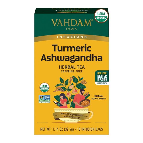 VAHDAM TEAS: Organic Turmeric Ashwagandha Herbal Tea, 1.14 oz