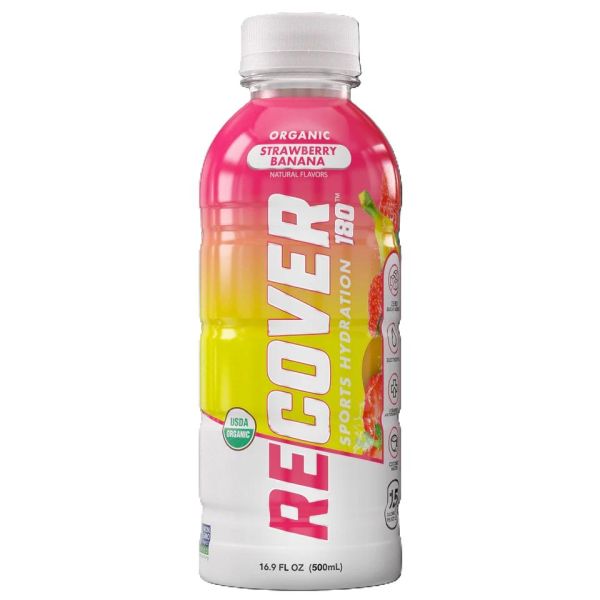 RECOVER 180: Organic Strawberry Banana Sports Hydration Drink, 16.9 fo