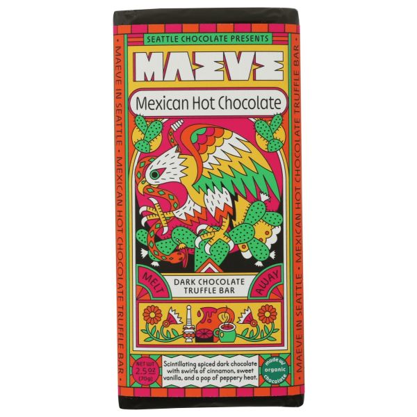 MAEVE BY SEATTLE CHOCOLATE: Dark Chocolate Truffle Bar Mexican Hot Chocolate, 2.5 oz