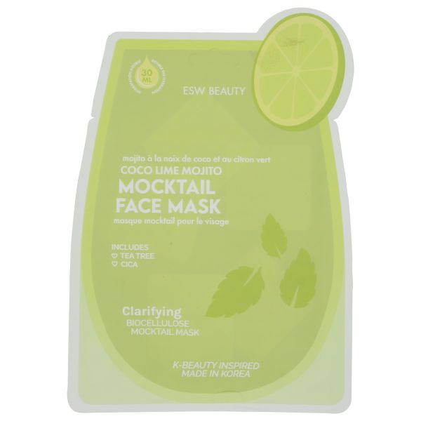 ESW BEAUTY: Coco Lime Mojito Clarifying Mocktail Biocellulose Face Mask, 1.01 oz