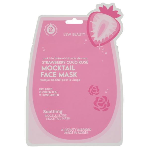 ESW BEAUTY: Strawberry Coco Rosé Soothing Mocktail Biocellulose Face Mask, 1.01 oz
