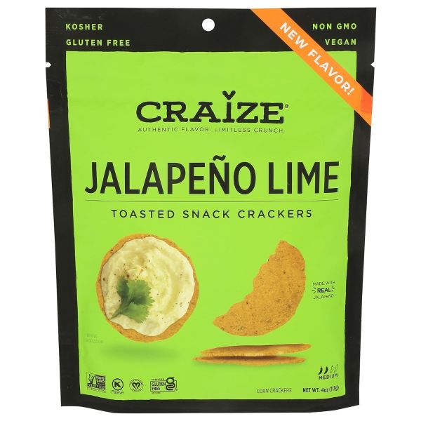 CRAIZE: Jalapeno Lime Toasted Crackers, 4 oz