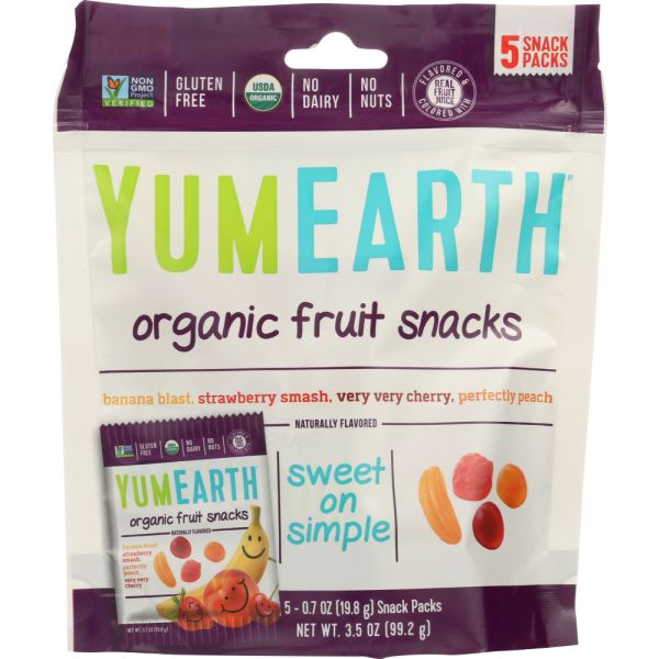 YUMEARTH ORGANICS: Organic Fruit Snacks 5 Snack Packs, 3.5 oz