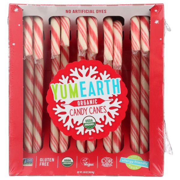 YUMEARTH: Organic Candy Canes Holiday 10Count, 4.94 oz