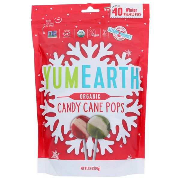 YUMEARTH: Organic Candy Cane Pops Holiday, 8.7 oz