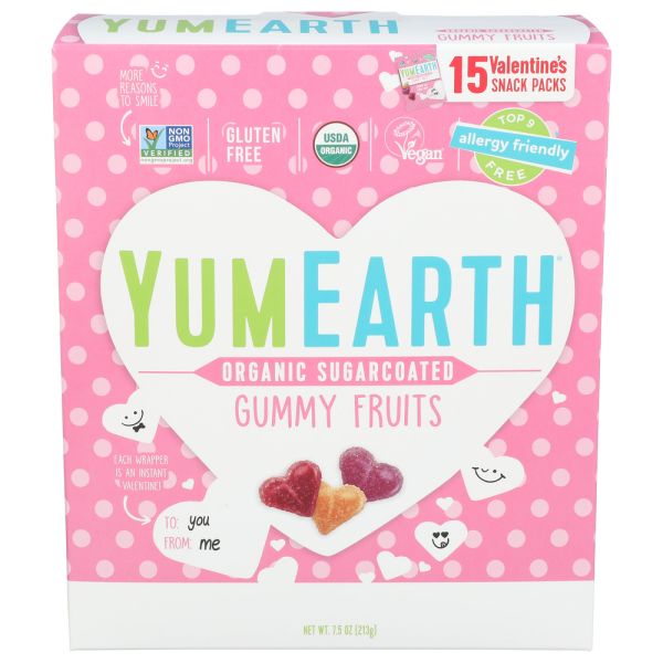 YUMEARTH: Valentine's Organic Heart Gummy Fruits Candy, 7.5 oz