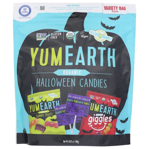 YUMEARTH: Organic Halloween Candies Variety Bag 50Count, 16.55 oz