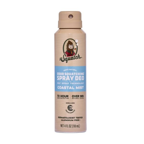 DR SQUATCH: Mens Natural Coastal Mist Deodorant Spray, 4 oz