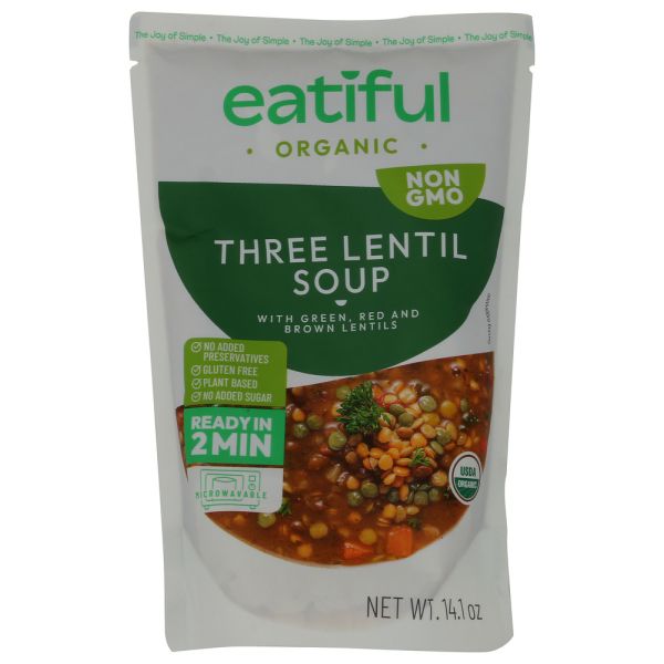 EATIFUL: Organic Three Lentil Soup, 14.1 oz