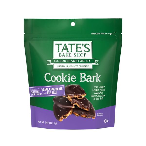 TATES: Dark Chocolate And Sea Salt Cookie Bark, 5 oz