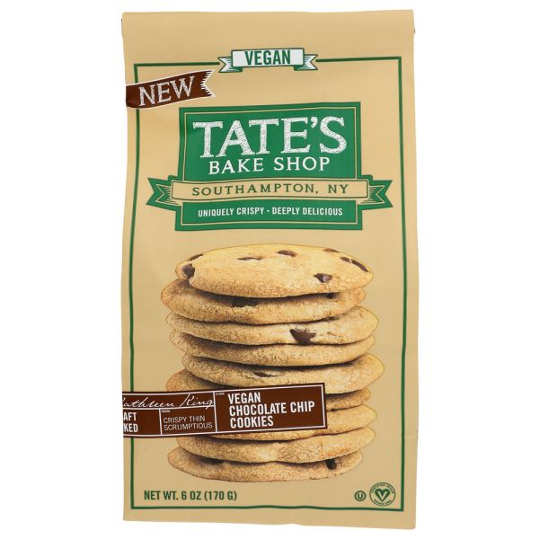 TATES: Vegan Chocolate Chip Cookies, 6 oz
