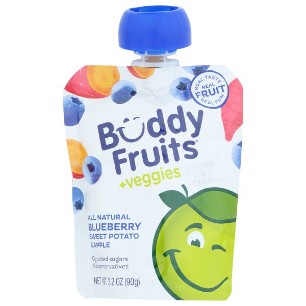 BUDDY FRUITS: Blueberry, Sweet Potato And Apple Blended Fruits And Vegetables, 3.2 oz